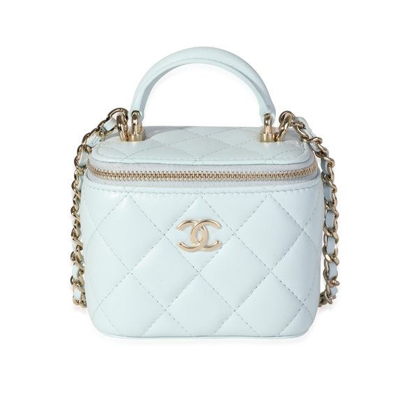Chanel Light Blue Quilted Lambskin Mini Vanity - Picture 1 of 8